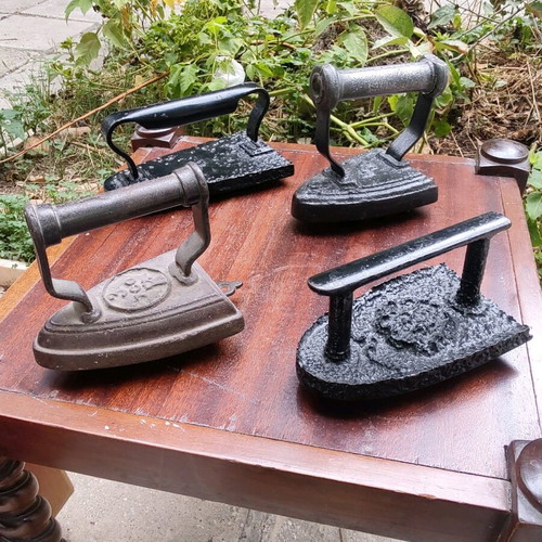 Collection of 19th century collar irons like new with bases