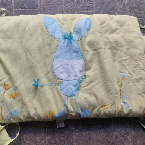 Baby Cot Bumper used, light green with donkey design