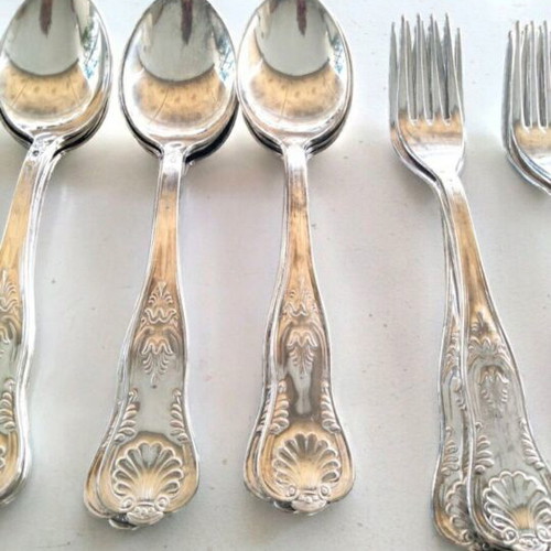 Vintage silver-plated Kings Pattern cutlery set, 50 pieces