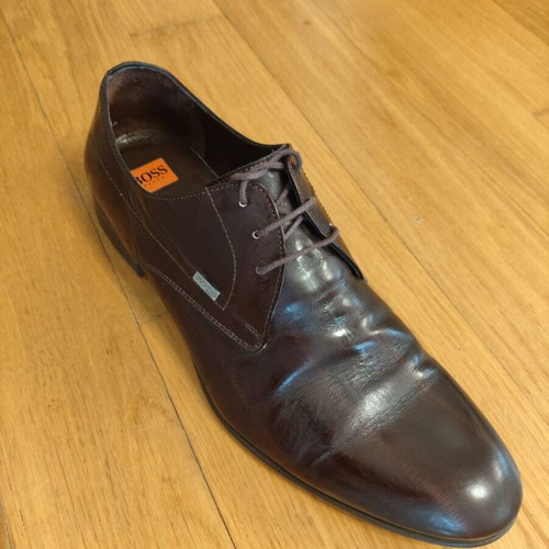 Boss men's leather lace-up shoes size 44, dark brown