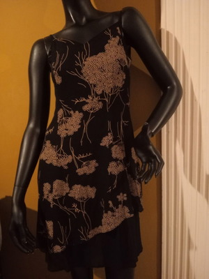 Steilmann floral Y2K double dress size UK 12 new, black and beige