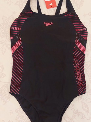 Speedo women's one-piece swimsuit new, black-pink, XL XXL