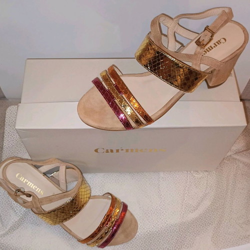 Carmens women's sandals new, size 38, brown multicolor
