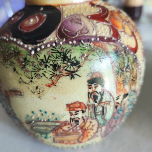 Vintage handpainted Satsuma vase