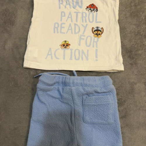 Paw Patrol set 6M white sleeveless top and blue cotton shorts new