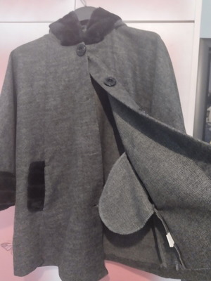 Jacket cape with fur on sleeves and hood like new, size XXXL