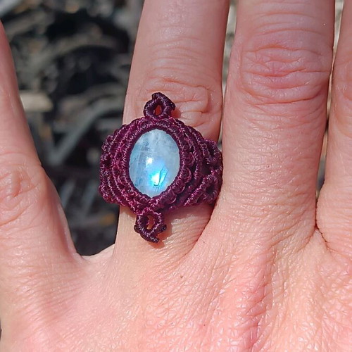 Macrame ring with moonstone new