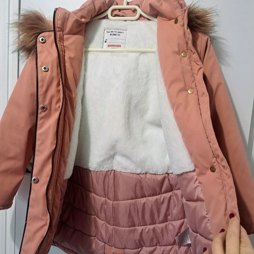 Energiers thick pink jacket with hood for 10 years old, 140 cm like new