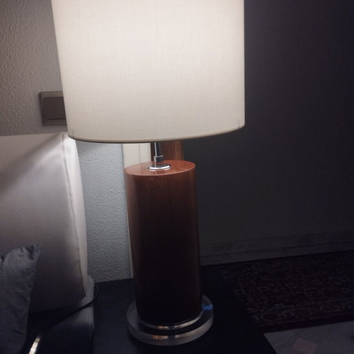 Wooden lamp with base like new, dimensions 79x13 cm