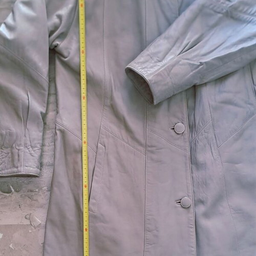 Vintage women's leather coat used, beige, size M
