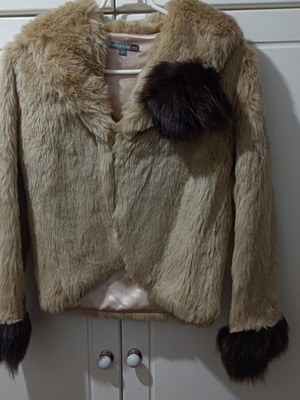 Beige fur coat Qed London new, size S