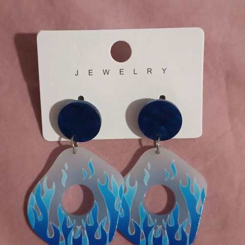 Plastic earrings new, blue, summer style