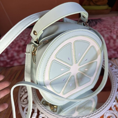 Round Lime Slice Shoulder Bag like new, mint green