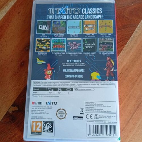 Nintendo Switch Taito Milestones 10 Arcade Games New Sealed