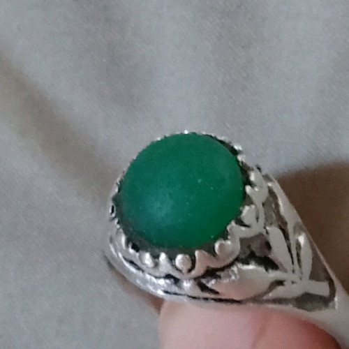 Handmade silver 925 ring with green agate like new