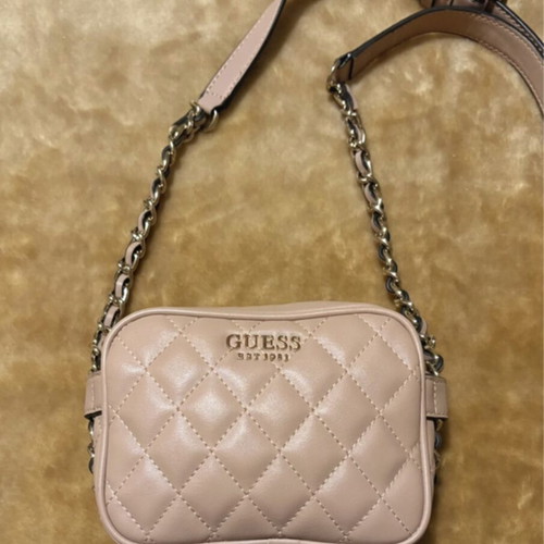 Guess quilted crossbody bag like new, beige and pink