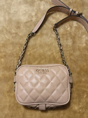 Guess quilted crossbody bag like new, beige and pink