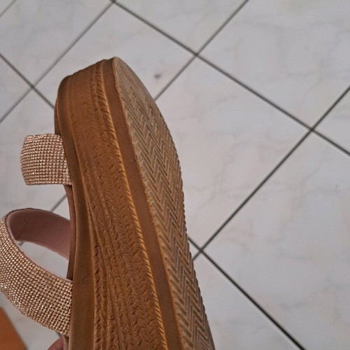 Mules with rhinestone platform pink gold like new