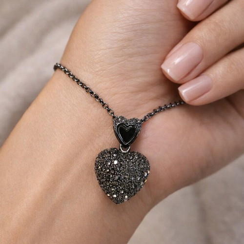 Heart Necklaces Set of 2 like new, black and silver