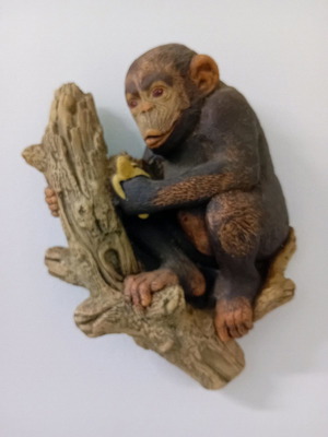 Monkey figurine made of paste used, 1980s vintage