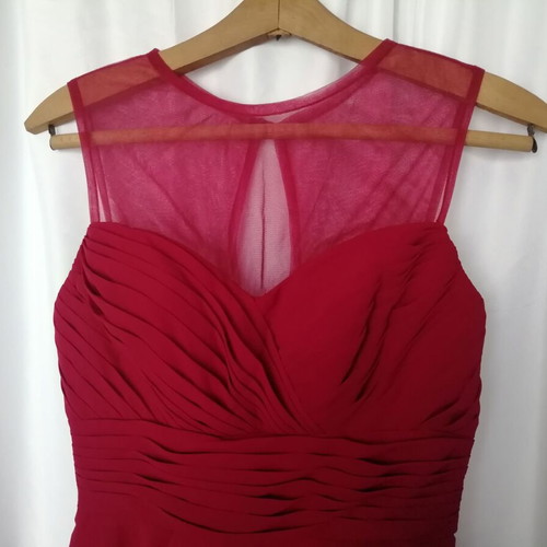 Red chiffon short party dress, size M