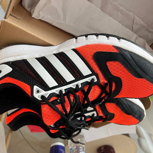Adidas athletic shoes size 44, black and red
