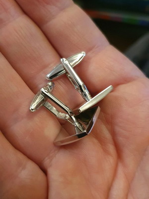 Μανικετόκουμπα Beneto Maretti vintage με ασημί χρώμα και σμάλτο, καινούργια