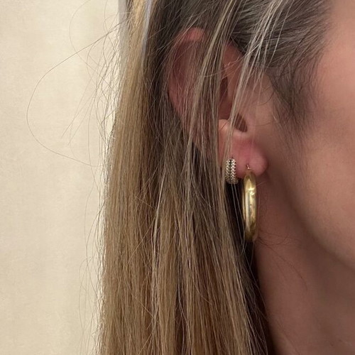 Silver gold-plated hoop earrings like new, 3cm diameter