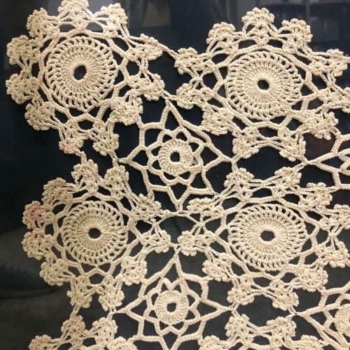 Textile painting in carved wooden frame new, size 50x75 cm