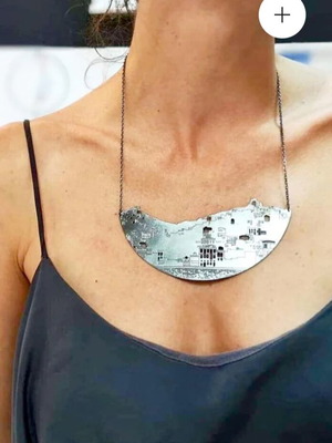 Κολιέ XL Syros Island Chain Lilian Syrigou σαν καινούργιο, μαύρο γκρι