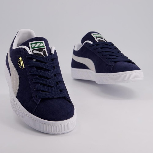 Puma men's sneakers in natural suede, size 41, navy and beige