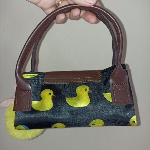 Origami Foldable Waterproof Handbag with Duck Print and Keychain like New