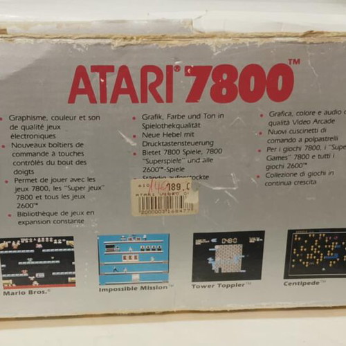 Atari 7800 console used with 2 joysticks and games