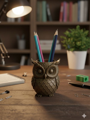 3D Printed Owl Pencil Holder New, PLA
