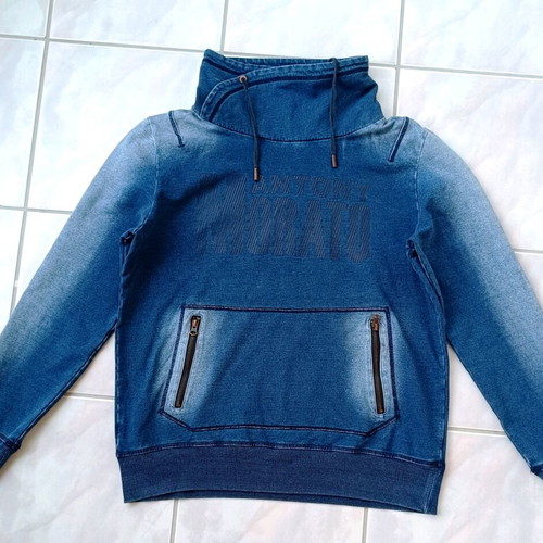 Antony Morato Denim Look Sweatshirt XXL like new, white and blue
