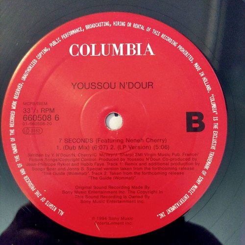 7 Seconds 12'' Vinyl by Youssou N'Dour & Neneh Cherry used, electronic