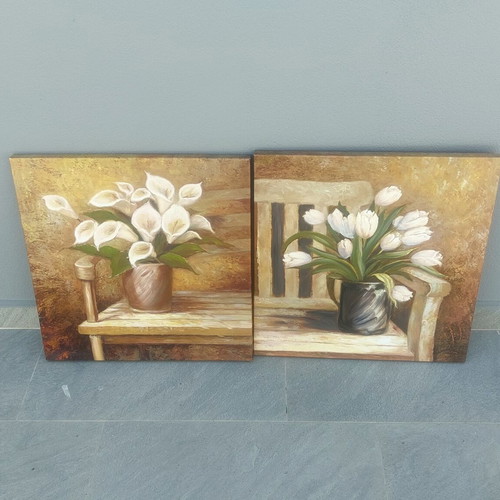 Decorative set of two 50x50 cm canvas prints on MDF, new