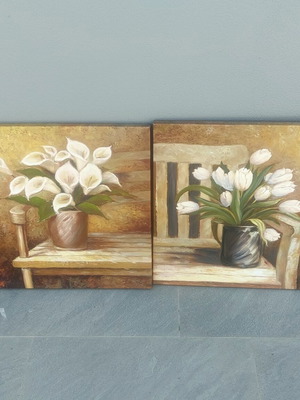 Decorative set of two 50x50 cm canvas prints on MDF, new