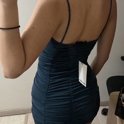 Dress with ruching new, blue and green Pull & Bear