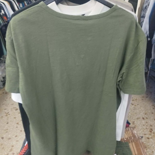 Men's Linen Short-Sleeve Shirt New, Olive Green, Sizes 3XL-6XL