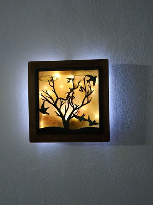 3D Romantic Encounter Handmade Wall Art with LED Light