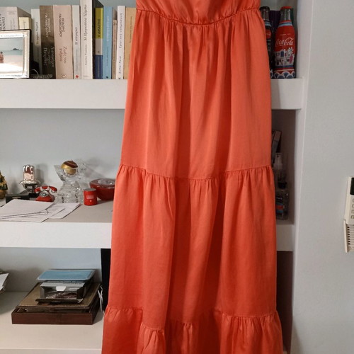 Devotion maxi strapless dress used, orange, size S