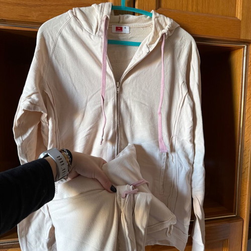 Beige tracksuit set with pink cord new, size medium