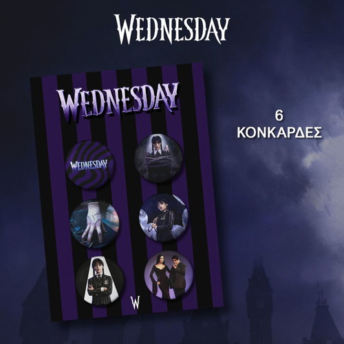 Wednesday pin set new, 6 pieces, 3.2 cm diameter