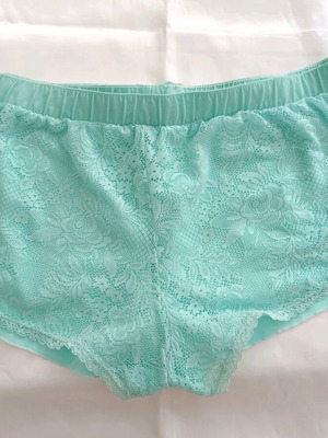 H&M Lace Pajama Shorts L in Mint Green with Drawstring, Like New