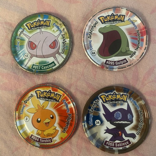 Pokemon Advanced metal tags set of 4 used, vintage collectibles