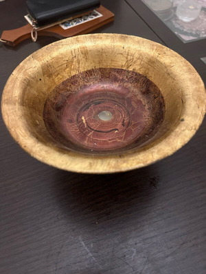 Decorative glass bowl like new with gold leaf effect and rustic finish