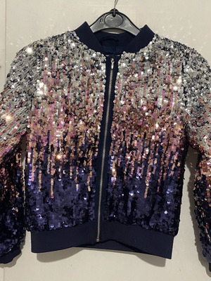 Bomber παιδικό H&M με πολύχρωμα στρας, φερμουάρ και λάστιχο, σαν καινούργιο