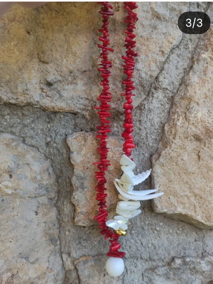 Necklace with coral and shell new