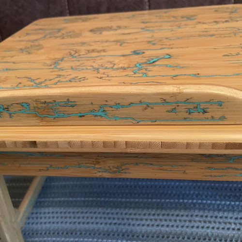 Handmade Bamboo Laptop Table with Lichtenberg Art and Magnetic Upgrade new